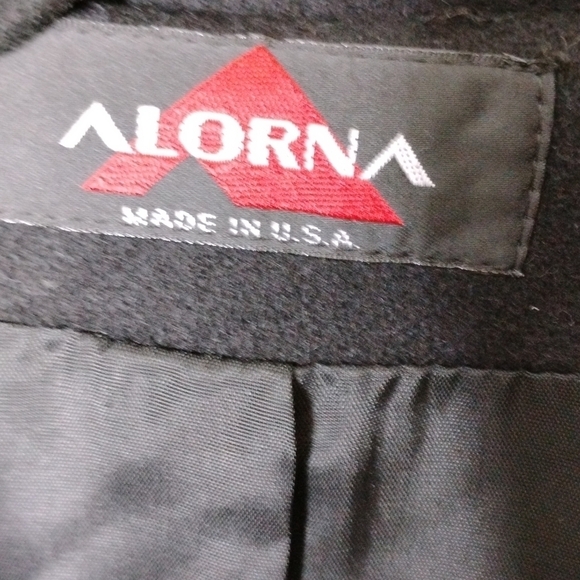 Alorna Vintage 100% Wool Long Black Winter Coat Velvet Collar Size XL - Picture 7 of 8